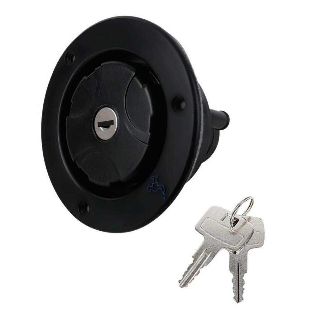 Water Inlet Fill Dish Hatch Lock, Water Inlet Leak Proof Motorhome Easy Install Retrofit with Keys Caravan Locking Gravity Filler Cap for RV CamperTrailer Cars