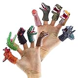 LITTLE SIENA 10pcs Realistic Dinosaur Finger Puppets Role Playing Toys Party Supplies Birthday Gift for Kids and Adults Great Party Favors
