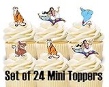 24 Mini Cupcake Toppers Aladdin Birthday Party Cake Decorations