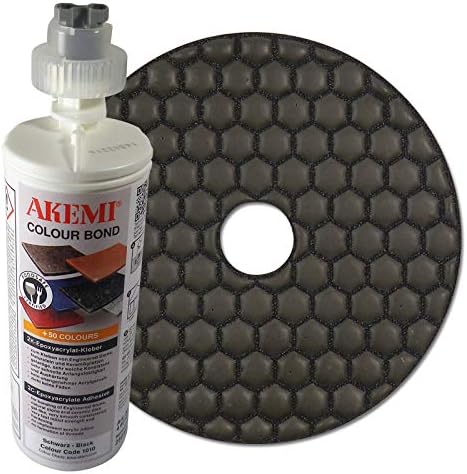 Akemi Combo Set: Akemi Colour Bond 2 K Epoxyacrylat Glue 250 ml Black Diamond Sanding Disc 125 mm – Grit for Dry Grinding