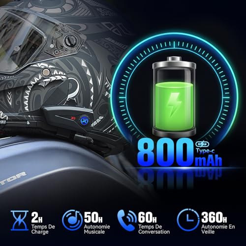NYTALK X1 Motorcycle Headphones with Music, 60 Hours of Battery Life, IP67 | Motorcycle Handsfree Kit with Voice Assistant, 40 mm Speakers, IP67 Waterproof, Bluetooth Helmet for Motorcycle/ATV/Bike