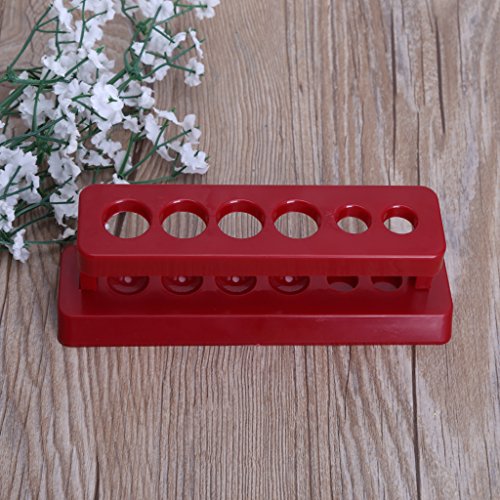 Milue 1pcTest Tube Holder 6 Hole Plastic Rack Red Stand Burette Stand Shelf Laboratory