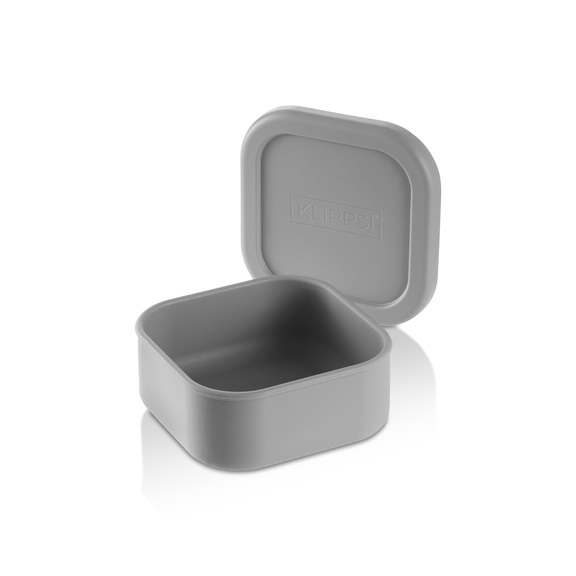KLIPPSI® Lunch Box Storage Containers Made of Platinum Silicone Tear-Resistant, Heat-Cold-Resistant, Leak-Proof, Dishwasher Safe (Grey, Small)