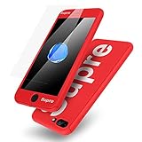 iPhone 7 Plus Case,AICase Ultra Thin Lightweight Supre Fashion Full Body Coverage Protection Soft PC [Dual Layer][Slim Fit] Case with Tempered Glass Screen Protector for Apple iPhone 7 Plus (Red)