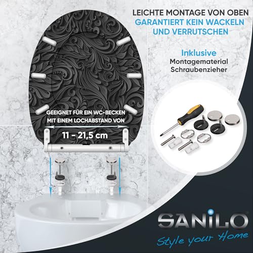 Sanilo Toilet Seat with Soft-Close Mechanism, Many Toilet Seat Lids to Choose From, Nice Finish, Easy Assembly, Sturdy Hinges (Floral)