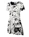 Lock and Love LL WT1066 Womens Scoop Neck Short Sleeve All Over Tie Dye Trapeze Tunic Top XXL WHITE_BLACK