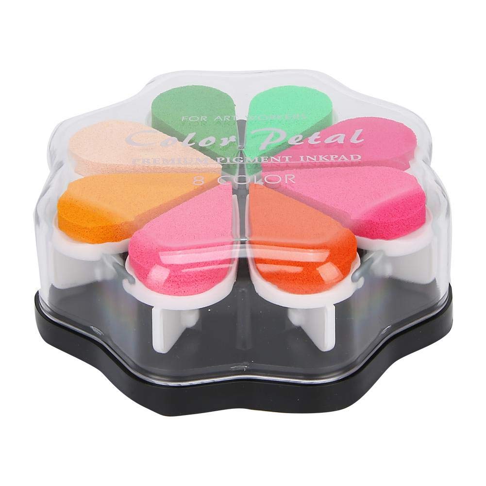 Ink Pad, 8 Colors Petal Shape Stamps Ink Pad for Schedule Book Scrapbook DIY Craft Painting
