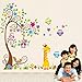 Huge Size Cartoon Kid Tree Animal Wall Decals Removable Wall Decor Decorative Painting Supplies & Wall Treatments Stickers for Girls Kids Living Room Bedroom