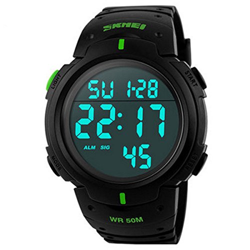 Unisex LED Digital Alarm Waterproof Military Sport Watch