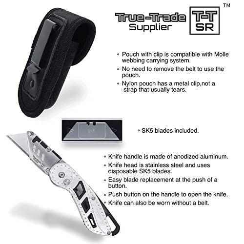 Heavy Duty Utility Knife Folding Box Cutters Holster Nylon Pouch Belt