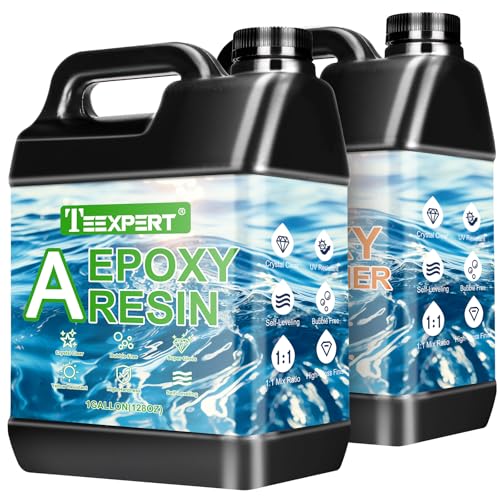 Teexpert 2 Gallone Hochglanz Epoxidharz Set, Klares Selbstnivellierendes Blasenfreies Epoxy Resin, 1:1 Mischung Epoxidharz mit Härter für Schmuck, For