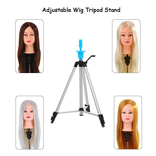 Anself Adjustable Wig Head Tripod Stand Mannequin Hairdressing Training Tripod Holder With Carry Bag