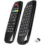 Air Mouse Keyboard, PTVDISPLAY Mini Wireless Keyboard Remote Control Multifunctional Infrared IR Learning 2.4G Kodi for Android Box Smart TV Projector MAC Pad HTPC IOS PC Windows Computer (Black)