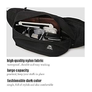 Fanny Packs for Women & Men Unisex Waist Bag Pack with Headphone Jack and Zipper Adjustable Strap Black Fanny Pack for Outdoors Sport Workout Traveling Casual Running Hiking Cycling Gym