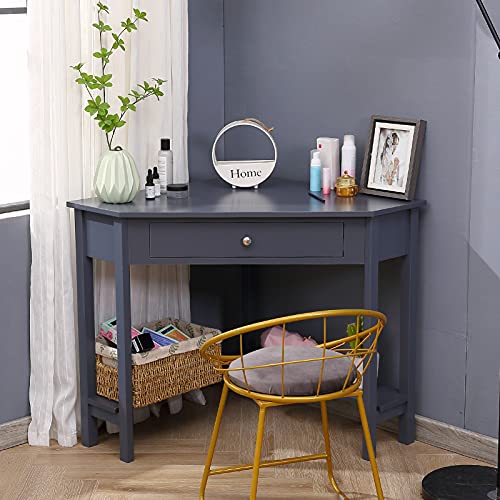 Lipo Corner Desk with Drawers for Small Space, Computer Desk with