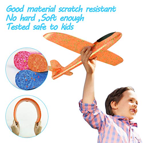 Refasy Airplane Toys for 3-12 Year Old Boys Girls, Children Glider Model Foam Airplane Planes Manual Throwing Fun Outdoor Activities for Kids Sports Game Flying Toys Best Birthday Gifts Yellow - Thumbnail 4