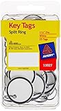 4 X Avery Key Tags, Split Ring, White, 1.25 Inch Diameter, Pack of 25 (11027)