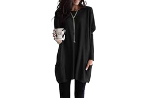Dokotoo Womens 2024 Winter Outfits Casual Long Sleeve Shirts Lightweight Sweatshirts Fashion Tunic Tops with Pockets