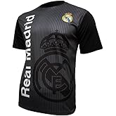 Icon Sports Men Compatible with Real Madrid Sublimation Logo Poly Soccer T-Shirt - Home Black