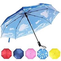 Travel Umbrella Windproof,8 Ribs Finest Large Compact Umbrella Windproof,Auto Open Close Umbrellas For Women and Men,Blue