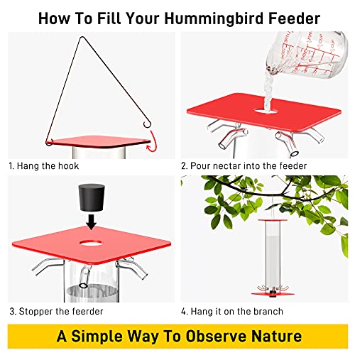 TMD Plastic Hummingbird feeders for Outdoors Hanging， 10 Ounces Small Hummingbird Feeder with 5