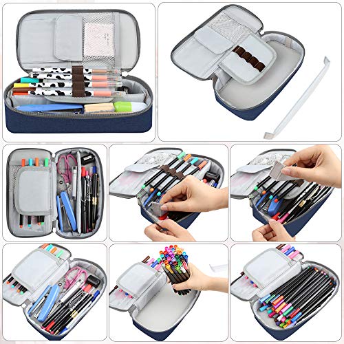 Homecube Pencil Case, Big Capacity Pen Case Desk Organizer with Zipper for School & Office Supplies - 8.74x4.3x2.17 inches, Blue
