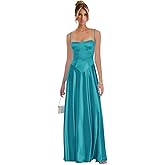 Sevintage Women’s Satin Bridesmaid Dresses Long Corset Open Back A Line Formal Prom Dress