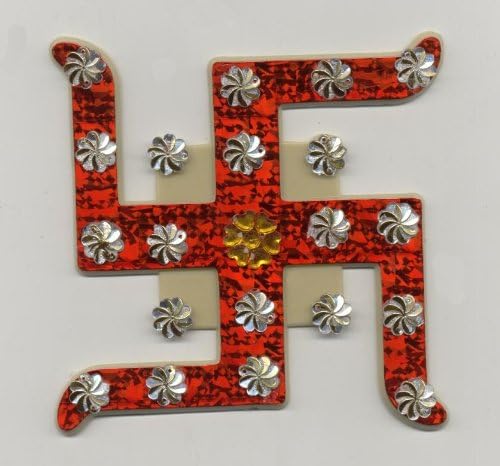 Adhesive Sticker Plastic Moti Diamond Embossed Swastik (Style