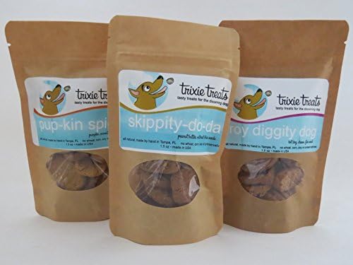 Trixie Treat Sampler of pup-kin spice, skippity-do-da and roy diggity dog graninfree dog treats