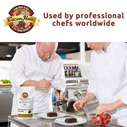 Barry Callebaut Chocolate Liquor Chunks - Unsweetened Chocolate Chunks - Cocoa Mass Chunks - Cacaoholic Resealable Stand Up Pouch | 5 Pound