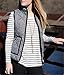 Merokeety Womens Slim Fall Quilted Herringbone Puffer Vest with Zipper XS Black/White