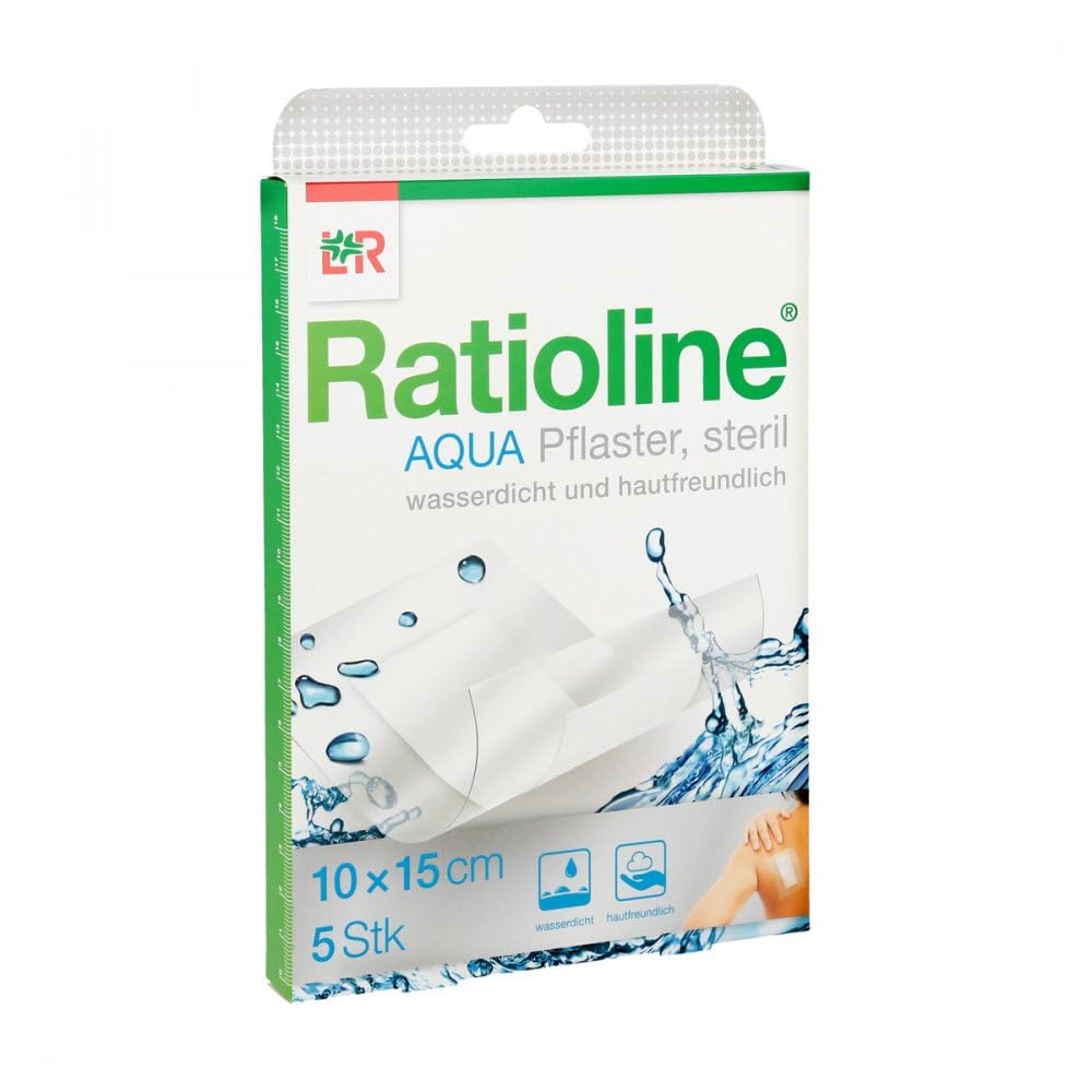 Ratioline aqua Waterproof Bandage PLUS Sterile 10 x 15 cm Pack of 5