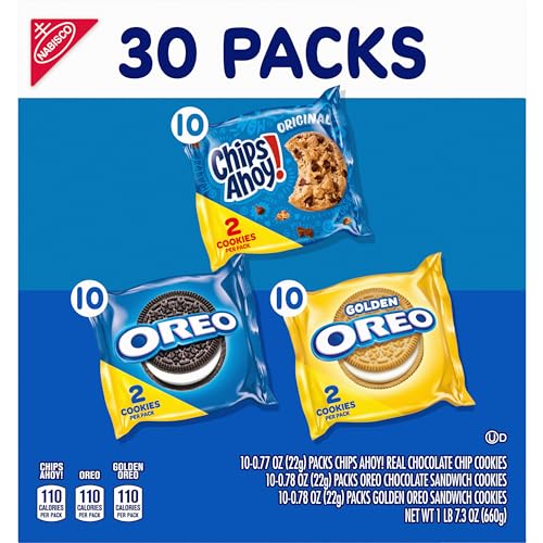 NABISCO SWEET TREATS COOKIE VARIETY PACK OREO, OREO GOLDEN & CHIPS AHOY!, 30 SNACK PACKS (2 COOKIES PER PACK)