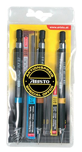 GEOtec GEOCollege Mechanical Pencil Set / 0,35/0.5/0.7 MM, HB, Black, Set of 3