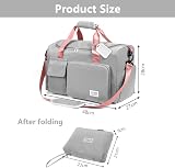 flintronic Travel Duffel Bag Foldable Gym Bag Wet Dry Separation Grey Pink view 2