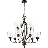 Quorum 6127-9-286 Transitional Nine Light Chandelier from Jardin Collection in Bronze/Dark Finish,