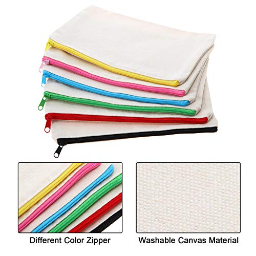 18 Pieces Canvas Makeup Bag Multipurpose Cosmetic Bag Travel Toiletry Pouch Pen Coin Bag Blank DIY Bag with Zipper for Women Girls (L) 3 18 Pieces Canvas Makeup Bag Multipurpose Cosmetic Bag Travel Toiletry Pouch Pen Coin Bag Blank DIY Bag with Zipper for Women Girls (L)