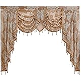 NAPEARL European Style Luxury Waterfall Valance Living Room Window Decoration (1 Valance 61â€œWx49â€L, Beige)