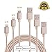 [3Pack]Iphone Cable 3ft 6ft 10ft Durable USB Cable Tangle Free Nylon Braided lightning Sync and Charging Cord for iPhone 6/6s/6 plus/6s plus, 5c/5s/5, iPad Air/Mini,iPod Nano/Touch ( Gold )…