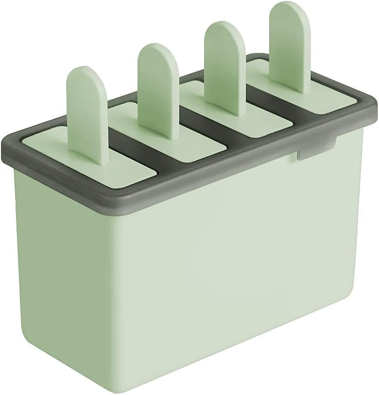 Popsicle Molds Sets Reusable Ice Pop Makers with Standing Tray and Reusable Sticks, Easy-release Durable Ice Cream DIY Pop Molds fun for Kids and Adults, Dishwasher Safe(Light Green)