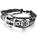 INBLUE Men,Women's Alloy Genuine Leather Bracelet Bangle Cuff Cord Black Anchor Nautical Surfer Wrap Adjustable
