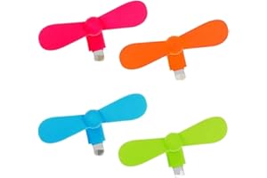 Nothers Personal Mini USB Fan for Cellphones - 4 Pack Portable Cell Phone Fan for iPhone, Small Pocket Fan Travel Fans Plug in Mobile Phones Fast Cooling for Summer Outdoor (For iPhone-Colorful)