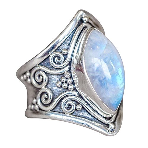 Simayixx Retro Moonstone Thai Silver Ring Boho Jewelry Natural Gemstone Marquise Personalized (10)