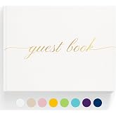 ZICPERY Elegant Wedding Guest Book - Perfect for Wedding Receptions, Baby Showers, Birthdays and Special Events - Polaroid Guest Book with 110 Lined Pages for Sign-in and Photos -Hardcover (White)