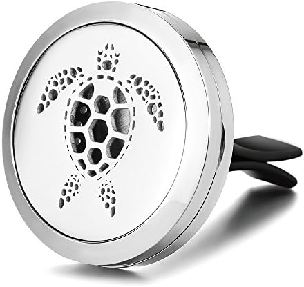 Garden Charms 316L Stainless Steel 30mm Car Vent Clip Air Freshener Aromatherapy Essential Oil Diffuser Locket with 5 Pieces Washable Felt Pads (GCVA595)