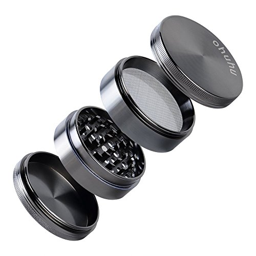 Ohuhu 4 Pieces 2.38" Heavy Duty Zinc Alloy Pollen Tobacco Grinder/ Spice Grinder/ Herb Grinder/ Weed Grinder, Magnetic Top, Gun Metal