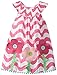 Mud Pie Toddler Girls' Sleeveless Smocked Neckline Sun Dress, Pink Chevron Flower, 4T