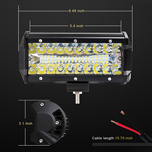 12v LED Strip Light, JAHURD 240W 7" Three Row LED Spot Floodlight Combination Beam Off-Road Driving Fog Light Illumination For Truck Jeep Pickup 4x4 SUV QUAD Boa - Thumbnail 2