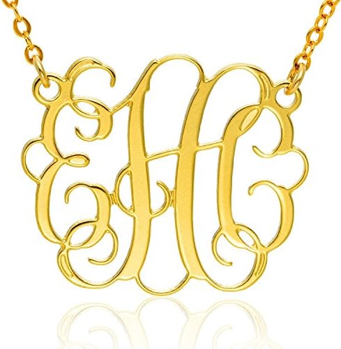 Monogram Nameplate Necklace -14k Gold Filled 1 inch Jewelry Necklace (13.5)