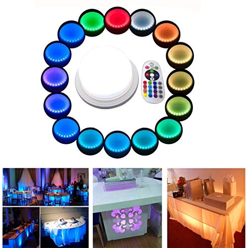 RGB LED Under Table Light Multi Colors Changing Battery Powered Wireless Remote Control Wedding Decoration Lamp for Outdoor Camping Indoor Party Event Birthday Banquet Receptions Illumination